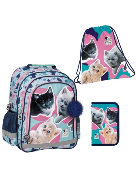 Set scoala CLEO&FRANK 37, Ghiozdan, Penar echipat 1 fermoar, Sac incaltaminte