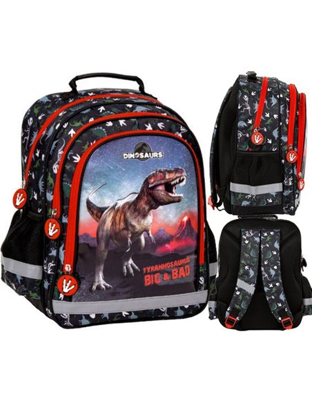 Set scoala Dinozaur 17 - Ghiozdan scoala, Penar echipat cu 1 fermoar si Sac incaltaminte