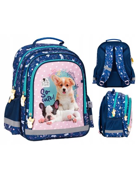 Set scoala Cleo & Frank 34 - Ghiozdan scoala, Penar neechipat cu 1 fermoar si Sac incaltaminte