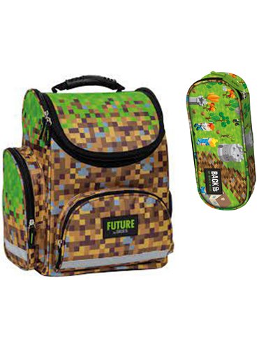 Set scoala Minecraft - Ghiozdan ergonomic scoala si Penar etui