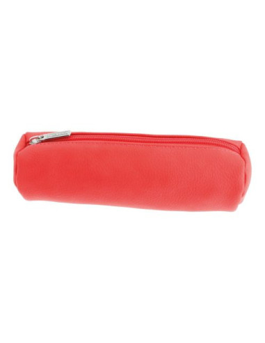 50039050,Necessaire rotund, imitatie de piele, culoare coralle