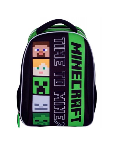 Set scoala - Ghiozdan ergonomic, Sac de incaltaminte, Motiv Minecraft, Alex&Steven