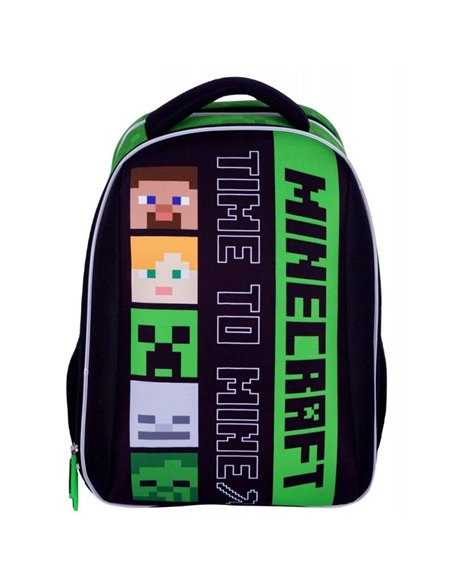 Set scoala - Ghiozdan ergonomic, Sac de incaltaminte, Motiv Minecraft, Alex&Steven