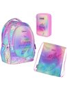 Set Scoala Unicorn Ombre - Ghiozdan, Penar Neechipat cu 2 fermoare si Sac incaltaminte