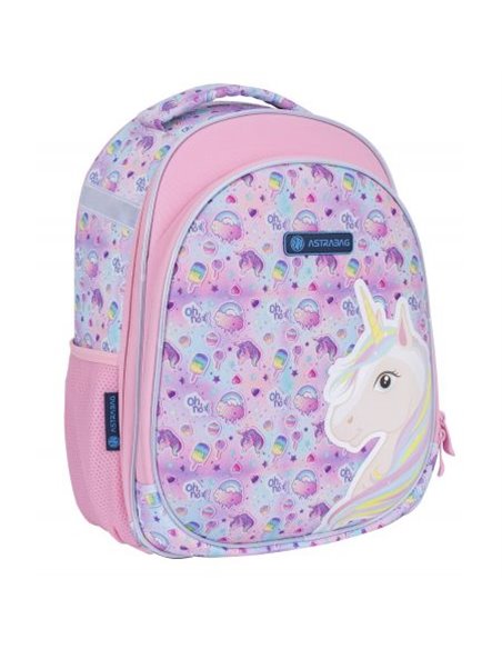 Set Scoala Unicorn - Ghiozdan ergonomic, Penar Neechipat cu 2 fermoare si Sac incaltaminte