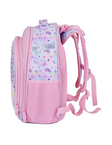Set Scoala Unicorn - Ghiozdan ergonomic, Penar Neechipat cu 2 fermoare si Sac incaltaminte