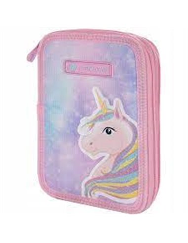 Set Scoala Unicorn - Ghiozdan ergonomic, Penar Neechipat cu 2 fermoare si Sac incaltaminte
