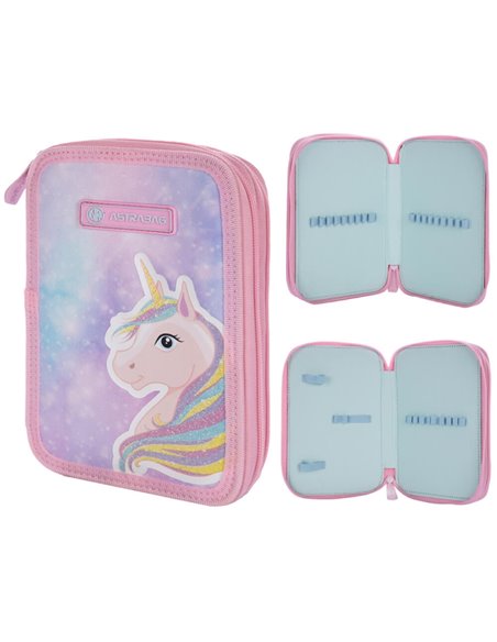 Set Scoala Unicorn - Ghiozdan ergonomic, Penar Neechipat cu 2 fermoare si Sac incaltaminte