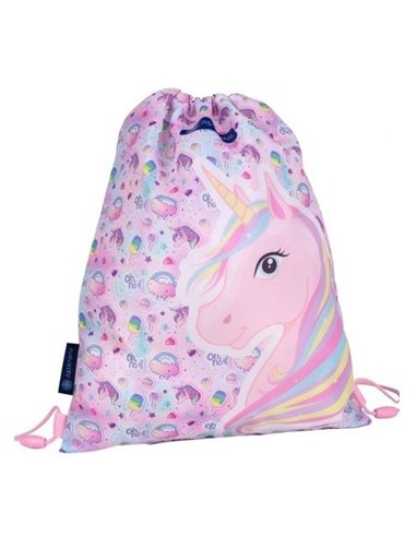 Set Scoala Unicorn - Ghiozdan ergonomic, Penar Neechipat cu 2 fermoare si Sac incaltaminte