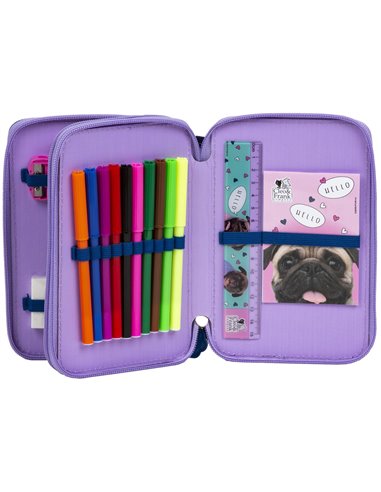 Penar echipat Derform CLEO&FRANK 2 fermoare, Motiv caine, Pug