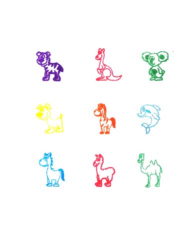 Stampila decorativa Derform 9 buc/set, Motiv animale 3