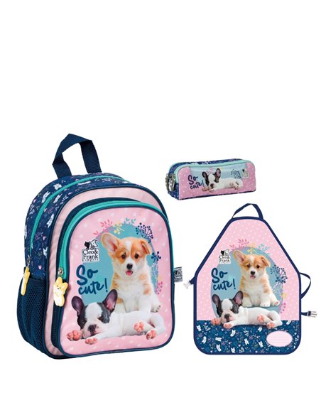 Set gradinita CLEO&FRANK 34 - Ghiozdan, Penar etui, Motiv caine