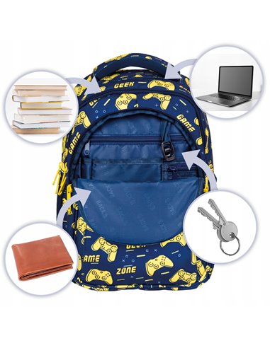 Set scoala Backup - Ghiozdan, Penar etui, Motiv joc