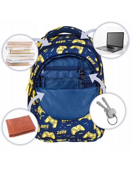 Set scoala Backup - Ghiozdan, Penar etui, Motiv joc