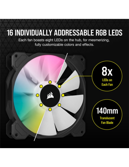 VENTILATOR Corsair, pt carcasa PC, 140 mm, 1200 rpm, LED RGB, 2
