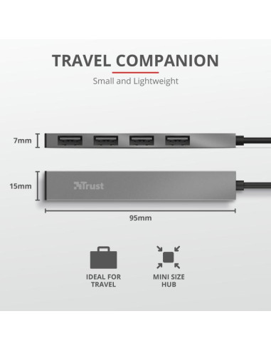 Trust Halyx Aluminium 4 Mini USB Hub "TR-23786" (include TV