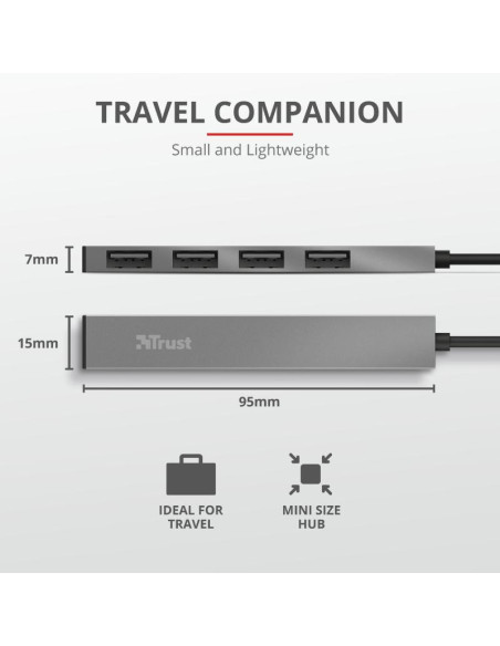 Trust Halyx Aluminium 4 Mini USB Hub "TR-23786" (include TV