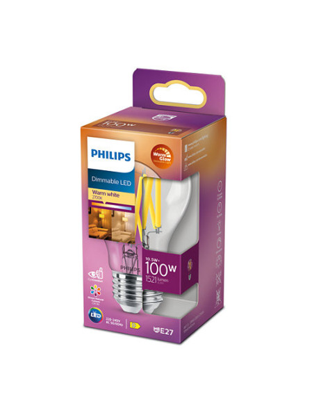 BEC LED Philips, soclu E27, putere 10.5W, forma clasic, lumina