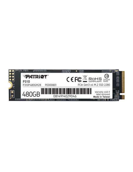SSD PATRIOT, P310, 480 GB, M.2, PCIe Gen3.0 x4, R/W: 1700/1500