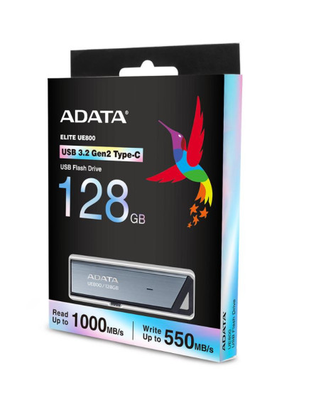 AELI-UE800-128G-CSG,MEMORIE USB Type-C 3.2 ADATA 128 GB, retractabila, carcasa aluminiu, argintiu "AELI-UE800-128G-CSG" (include