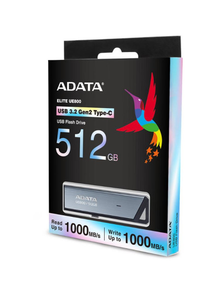 AELI-UE800-512G-CSG,MEMORIE USB Type-C 3.2 ADATA 512 GB, retractabila, carcasa aluminiu, argintiu "AELI-UE800-512G-CSG" (include
