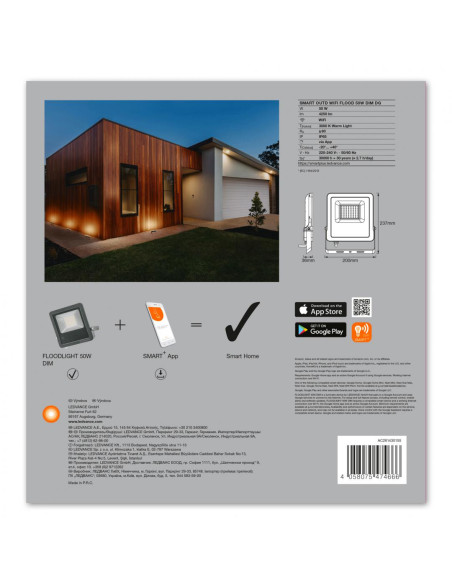 SMART OUTD WIFI FLOOD 50W DIM DG LEDV "000004058075474666"