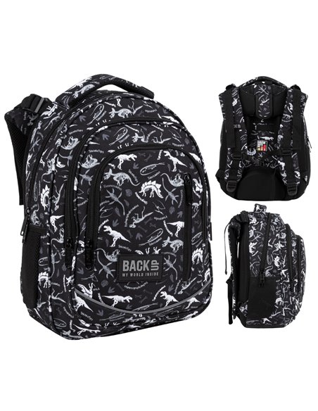 Set scoala 114 - Ghiozdan, Penar 1 fermoar, Sac incaltaminte, Motiv dinozaur