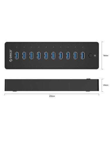 Hub Orico P10-U3 cu 10 port-uri USB 3.0,P10-U3-BK