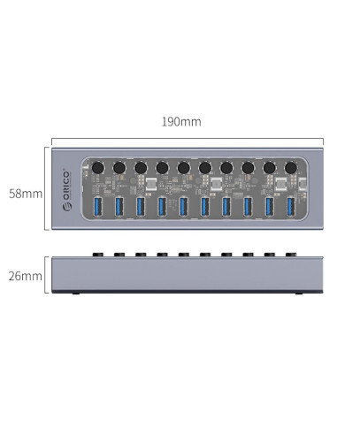 HUB USB Orico AT2U3-10AB USB 3.0 10 port-uri