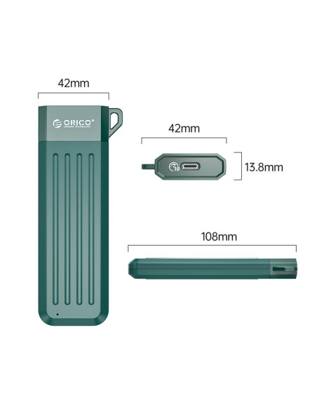 Rack SSD Orico MM2C3-G2 USB3.1 GEN2 NVMe M.2 verde,MM2C3-G2-GR