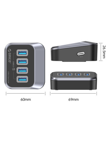 HUB USB Orico M3U3-4A 4 port-uri gri,M3U3-4A-05-BK