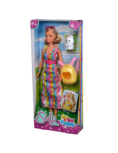 Papusa Simba Steffi Love Go Go Puppy 29 cm cu figurina si