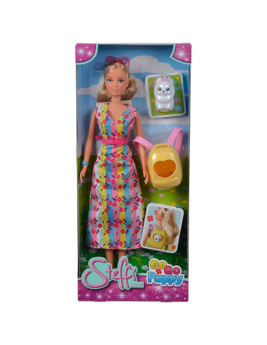 Papusa Simba Steffi Love Go Go Puppy 29 cm cu figurina si