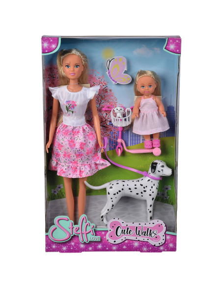 Papusa Simba Steffi Love Cute Walk papusa 29 cm, papusa 12 cm