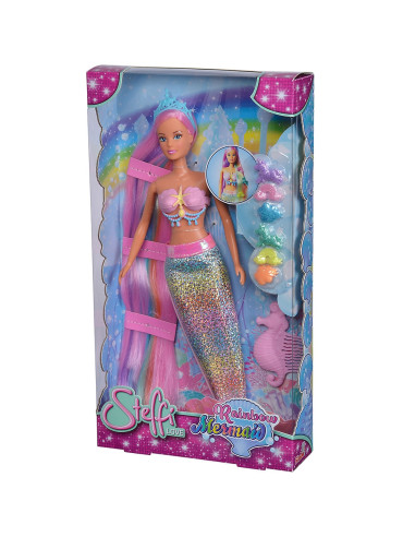 Papusa Simba Steffi Love Rainbow Mermaid 29 cm cu
