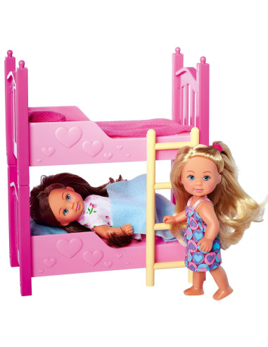 Set Simba Evi Love 2 Floor Bed cu 2 papusi 12 cm si pat