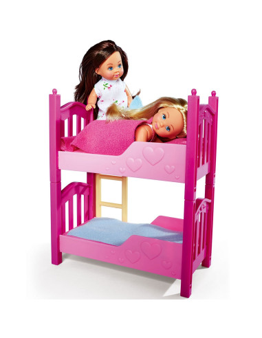 Set Simba Evi Love 2 Floor Bed cu 2 papusi 12 cm si pat