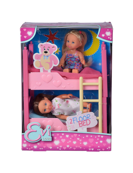 Set Simba Evi Love 2 Floor Bed cu 2 papusi 12 cm si pat