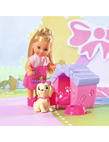Papusa Simba Evi Love Dog House 12 cm cu figurina si