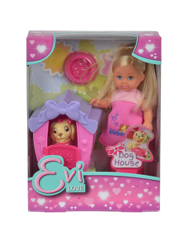Papusa Simba Evi Love Dog House 12 cm cu figurina si