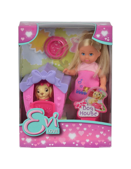 Papusa Simba Evi Love Dog House 12 cm cu figurina si