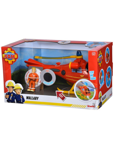 Elicopter electric Simba Fireman Sam Wallaby cu figurina