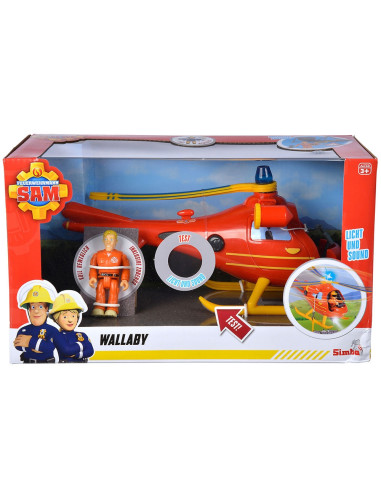 Elicopter electric Simba Fireman Sam Wallaby cu figurina