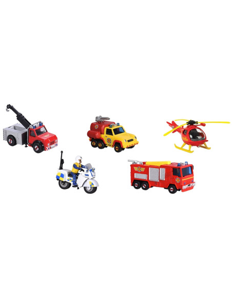 Set Jada Toys Fireman Sam 5 Pack cu 4 masinute,1 elicopter si 1
