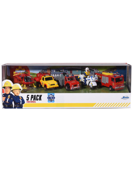 Set Jada Toys Fireman Sam 5 Pack cu 4 masinute,1 elicopter si 1