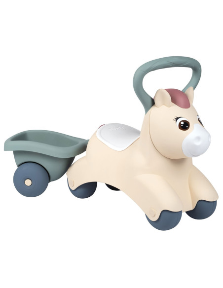 Masinuta de impins Smoby Pony cu remorca,S7600140502 Masinuta de impins Smoby Pony cu remorca,S7600140502