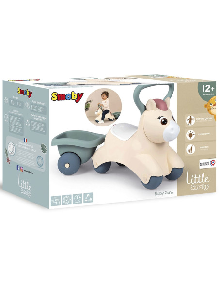 Masinuta de impins Smoby Pony cu remorca,S7600140502 Masinuta de impins Smoby Pony cu remorca,S7600140502