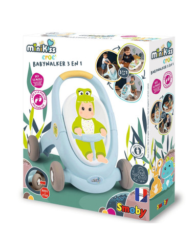 Carucior pentru papusi Smoby Minikiss Croc 3 in 1
