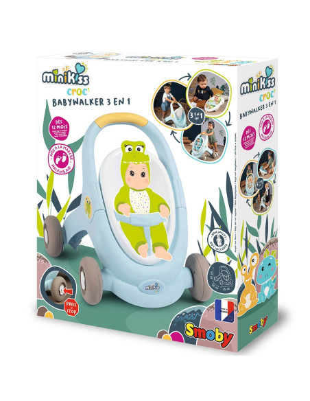 Carucior pentru papusi Smoby Minikiss Croc 3 in 1