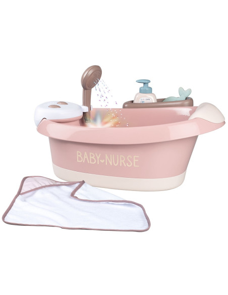 Cadita pentru papusa Smoby Baby Nurse Baleno Bath roz cu